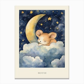 Baby Mouse 2 Sleeping In The Clouds Nursery Poster Canvas Print