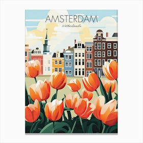 Amsterdam Netherlands Tulips Travel Canvas Print