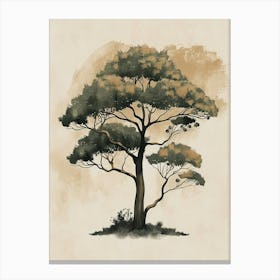 Ebony Tree Minimal Japandi Illustration 3 Canvas Print