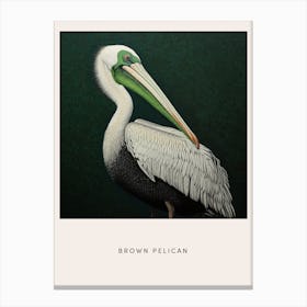 Ohara Koson Inspired Bird Painting Brown Pelican 1 Poster Canvas Print