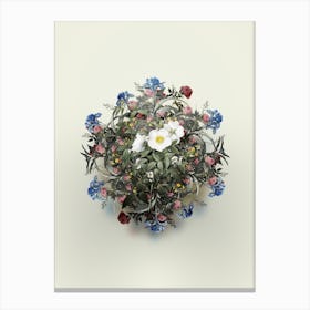 Vintage White Rose of Snow Flower Wreath on Ivory White n.2292 Canvas Print