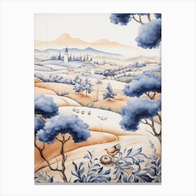 Tuscany Italy Delft Tile Illustration 10 Canvas Print