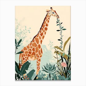Giraffes Looking Over The Leaves 4 Canvas Print