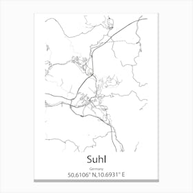 Suhl,Germany Minimalist Map Canvas Print