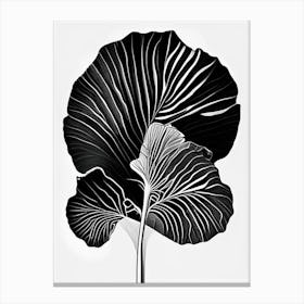 Ginkgo Biloba Leaf Linocut 1 Canvas Print