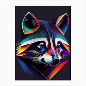 Nocturnal Raccoon Modern Geometric Canvas Print