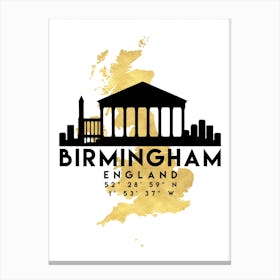Birmingham England Silhouette City Skyline Map Canvas Print