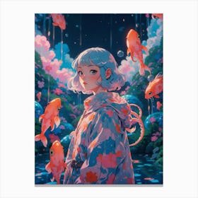 Koi Fish Girl Canvas Print