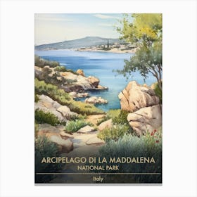 Arcipelago Di La Maddalena National Park Italy Watercolour 2 Canvas Print