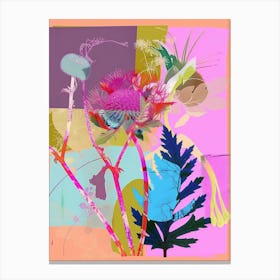 Queen Anne S Lace 4 Neon Flower Collage Canvas Print