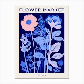 Blue Flower Market Poster Peony 1 Canvas Print