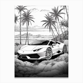 Lamborghini Huracan Tropical Line Drawing 1 Canvas Print