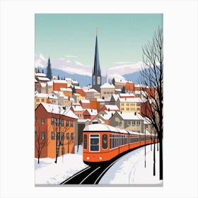 Retro Winter Illustration Zurich Switzerland 1 Canvas Print