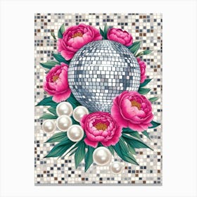 Disco Ball And Flowers 3 Canvas Print