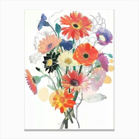 Gerbera Daisy 2 Collage Flower Bouquet Canvas Print