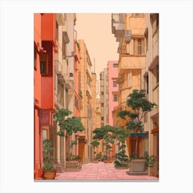 Beirut Lebanon 4 Vintage Pink Travel Illustration Canvas Print