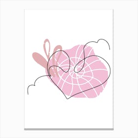 Line art heart with pink abstract spot 2 Canvas Print