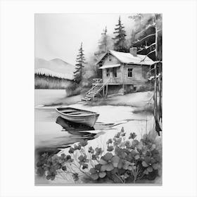 Black And White Of A House Canvas Print