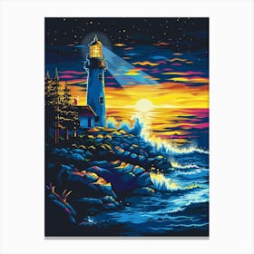 Lighthouse At Sunset 18 Canvas Print