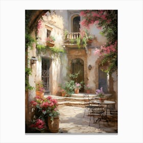 Patio With Flowers Canvas Print