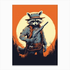 Raccoon Bandits Illustration 1 Canvas Print