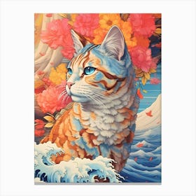 Cat In The Ocean Canvas Print