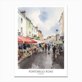 Portobello Road 4 Watercolour Travel Poster Canvas Print