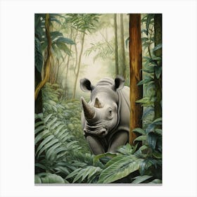 Rhino Deep In The Nature 3 Canvas Print