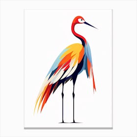 Colourful Geometric Bird Crane 1 Canvas Print