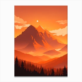 Misty Mountains Vertical Background In Orange Tone 11 Canvas Print