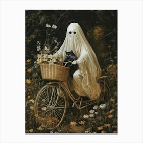 Ghost On A Bicycle Canvas Print