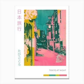 Tokyo Night Scene Pink Silkscreen Poster 1 Canvas Print