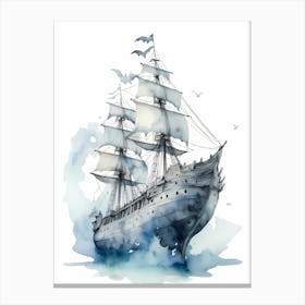 Sailing Ships Watercolor Painting (3) Canvas Print