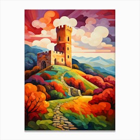 "Regal Ascent: Castle Perched on the Hill" Canvas Print