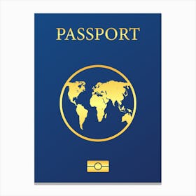 Passport Cover With World Map Canvas Print