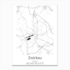 Zwickau,Germany Minimalist Map Canvas Print