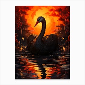 Swan At Sunset Canvas Print