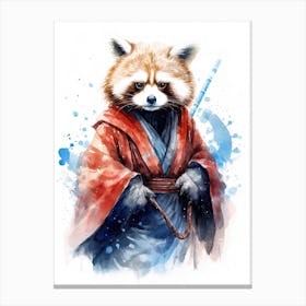 Baby Red Panda As A Jedi Watercolour 1 Canvas Print
