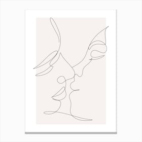 Couple Monoline Asthetic Mnimalist Drawing Canvas Print