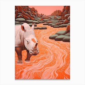 Polka Dot Rhino In The River 1 Canvas Print