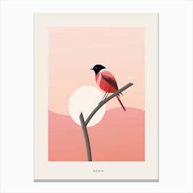 Minimalist Robin 1 Bird Poster Canvas Print