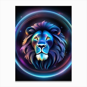 Neon Lion Head Canvas Print