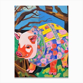 Maximalist Animal Painting Pig 1 Canvas Print