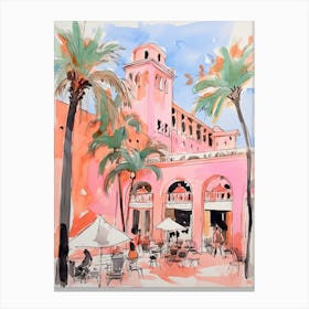 The Biltmore Hotel   Coral Gables, Florida   Resort Storybook Illustration 3 Canvas Print