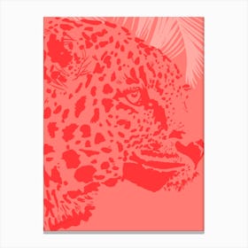 Cheetah Head Coral Canvas Print