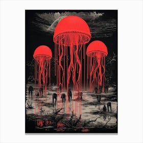 Upside Down Jellyfish Pop Art Style 5 Canvas Print