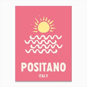 Positano, Italy, Graphic Style Poster 3 Canvas Print
