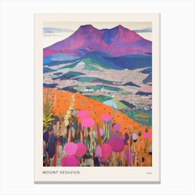 Mount Vesuvius Italy 2 Colourful Mountain Illustration Poster Canvas Print