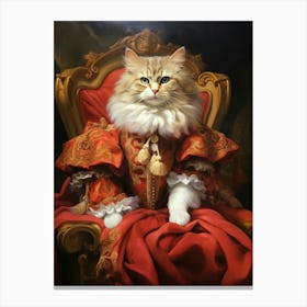 Cat In Red Medieval Clothing 4 Canvas Print