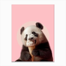 Panda Bear Eating Ice Cream Canvas Print